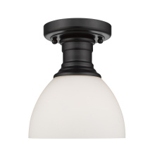 Golden Canada 3118-SF BLK-OP - Yep by Golden Lighting Hines 1-light Semi-Flush Mount in Matte Black and Opal Glass
